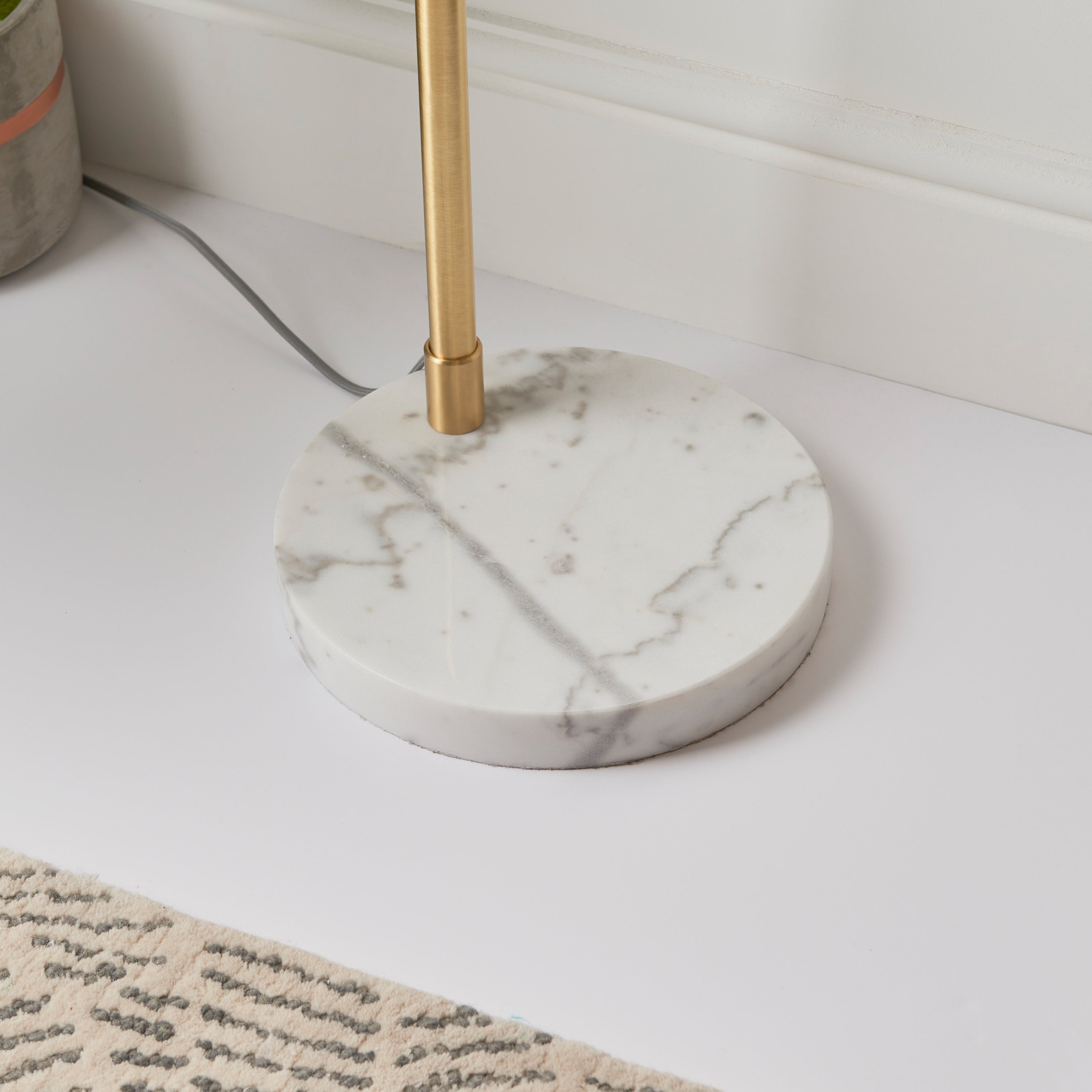 Alser Gold Orb Floor Lamp with White Marble Base